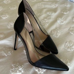 BCBGeneration Lania Lucite Stiletto Black and Clear side pumps